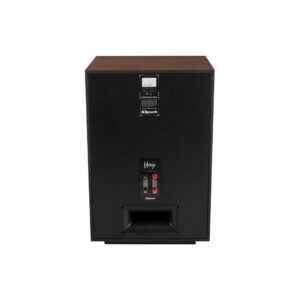 Rear view of Klipsch speaker with connection ports.