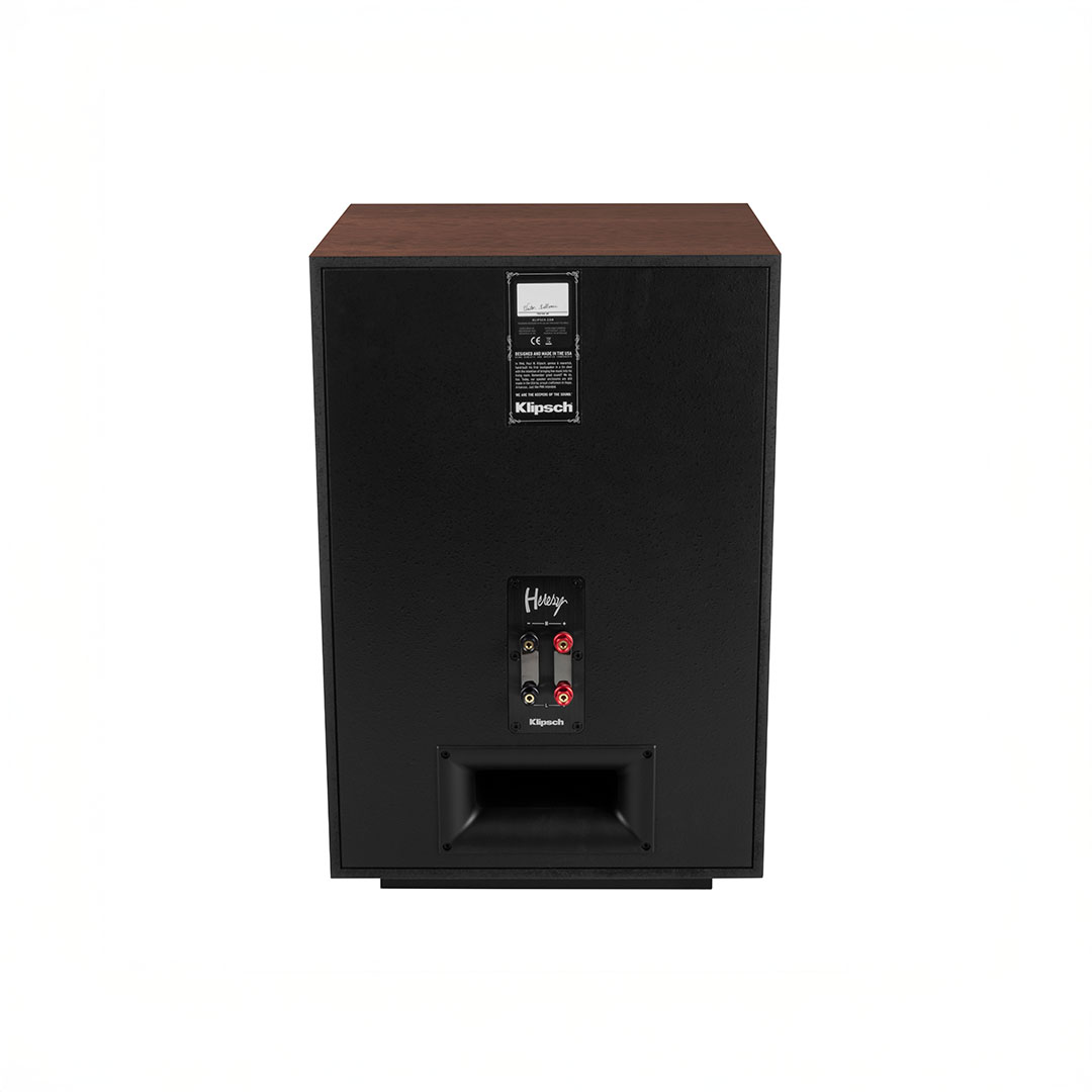 Rear view of Klipsch speaker with connection ports.