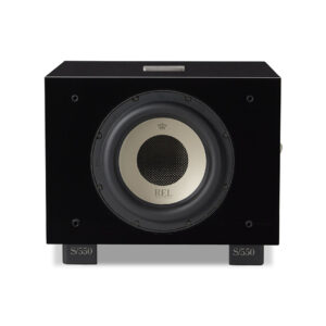 Black subwoofer speaker front view