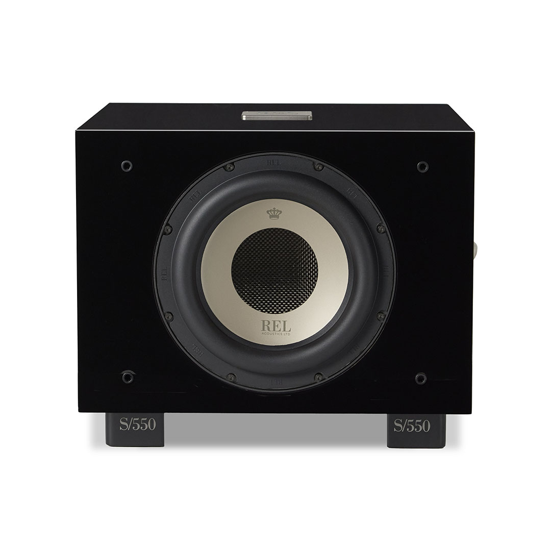 Black subwoofer speaker front view