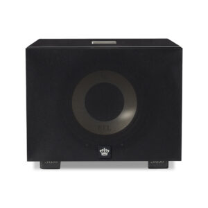 Black subwoofer speaker with front-facing design.