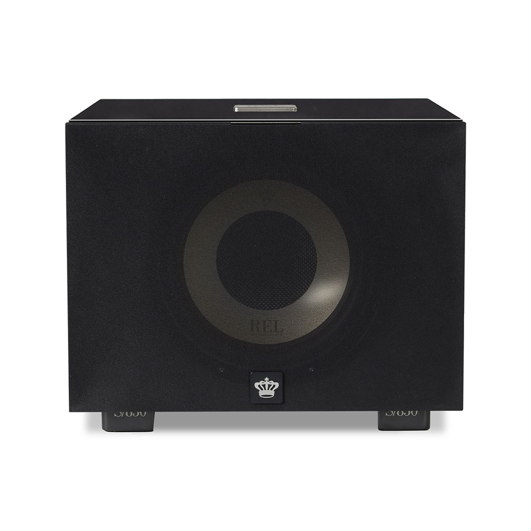 Black subwoofer speaker with front-facing design.