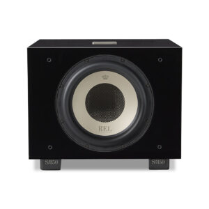 Black subwoofer speaker front view