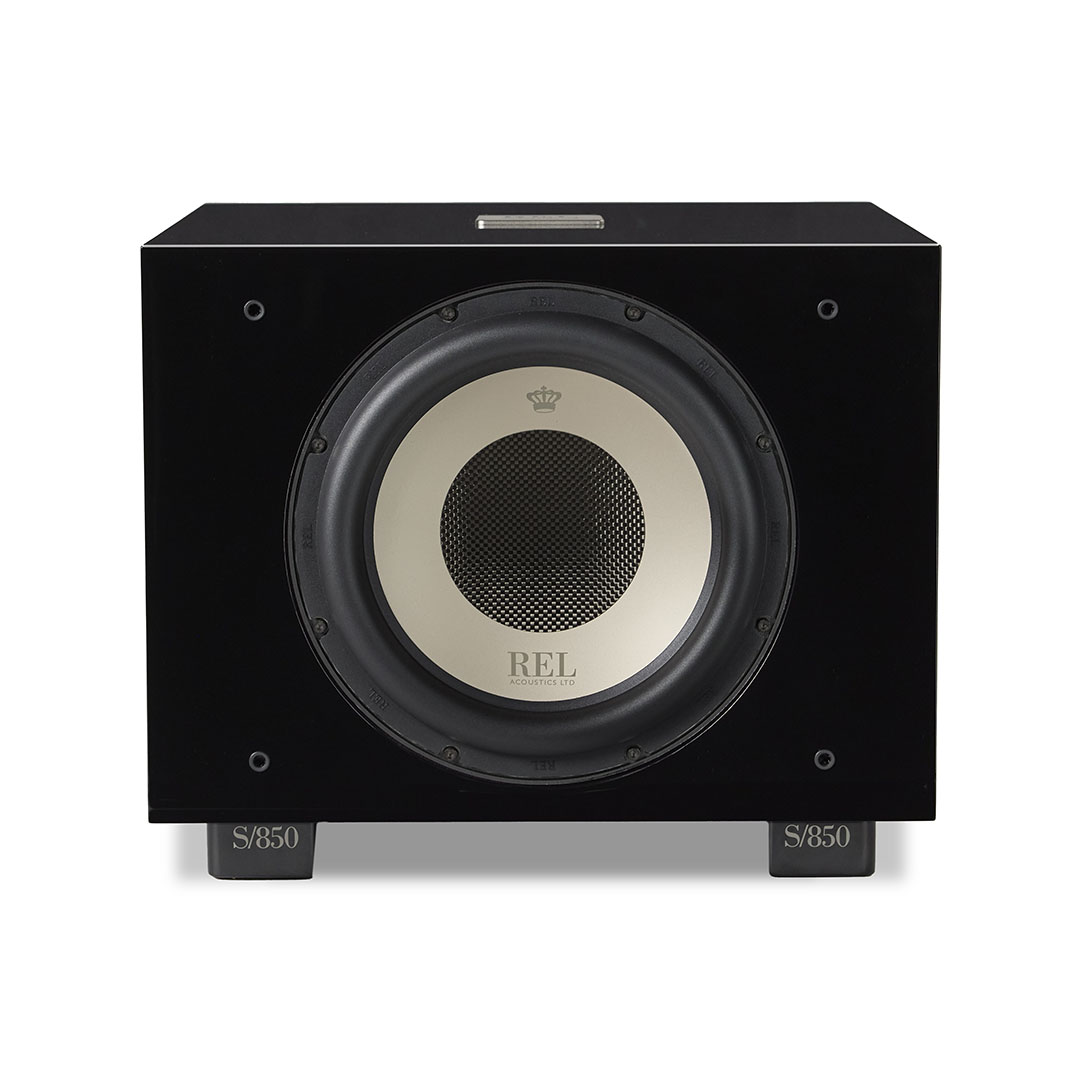 Black subwoofer speaker front view