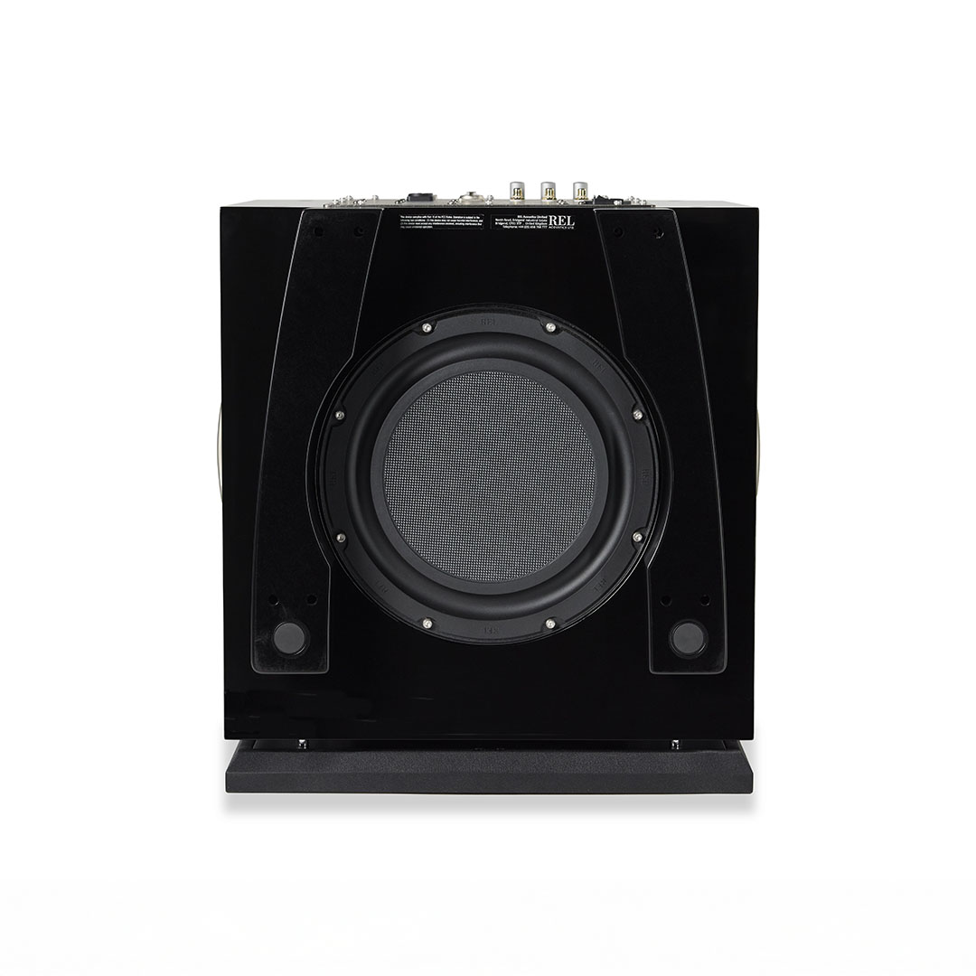 Black subwoofer speaker front view