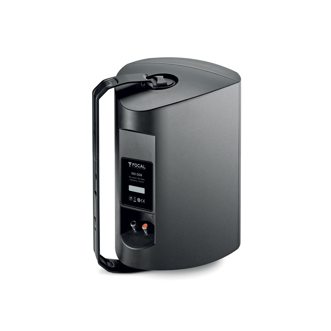 focal-100-od8-black-product-image-2 Focal 100 OD8 outdoor speaker in black, rear view with connection panel