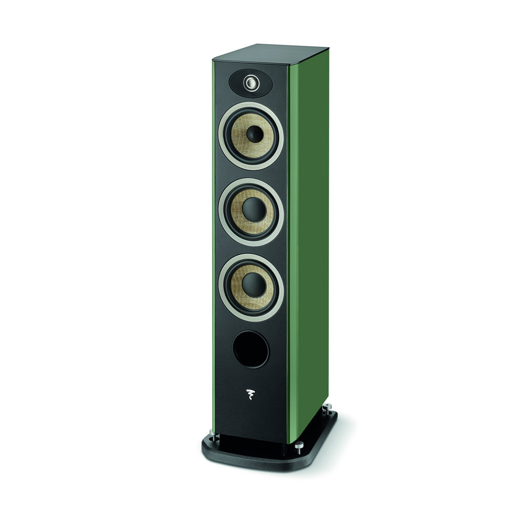 focal-aria-evo-x-n2-moss-green-product-image-1 Focal Aria Evo X N°2 floorstanding speaker in Moss Green, angled view