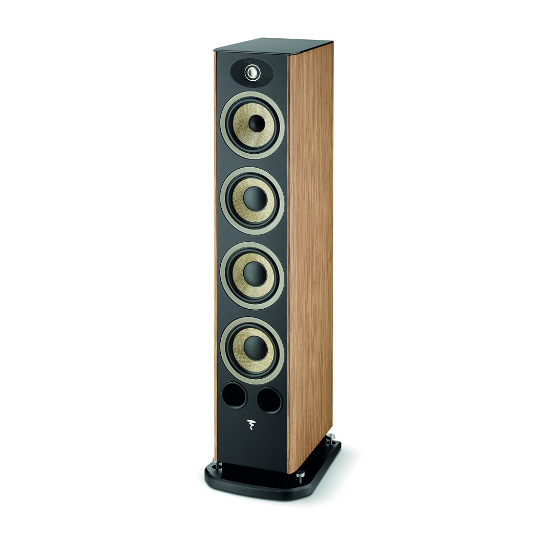 focal-aria-evo-x-n3-prime-walnut-product-image-1 Focal Aria Evo X N°3 floorstanding speaker in Prime Walnut, angled view