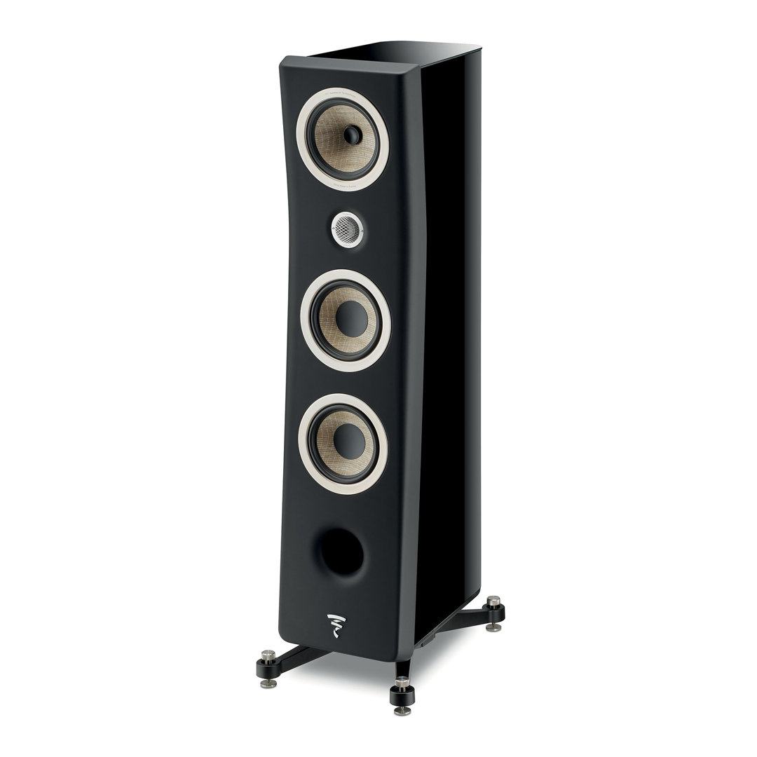 Focal Kanta N°2 floorstanding speaker in Black High Gloss, angled view