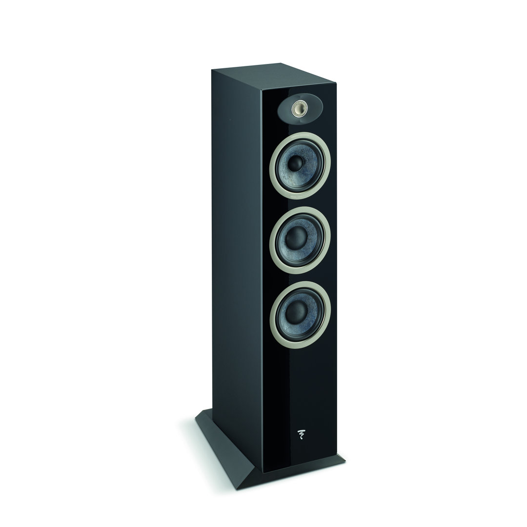 focal-theva-n2-black-high-gloss-product-image-4 Focal Theva N°2 floorstanding speaker in Black High Gloss, front three-quarter view