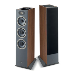 focal-theva-n3-d-dark-wood-product-image-3 Pair of Focal Theva N°3-D floorstanding speakers in Dark Wood, one with grille