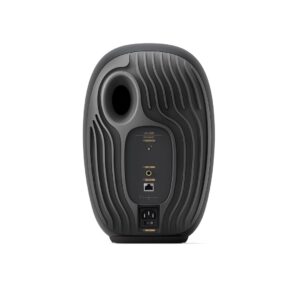 kef-ls-luxe-eclipse-black-product-image-3 KEF LS LUXE wireless speakers in Eclipse Black, rear panel showing connections
