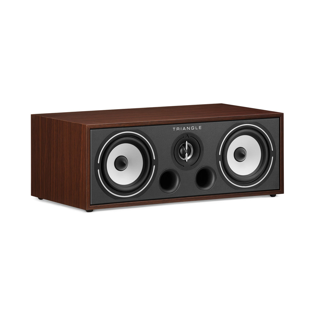 Triangle Borea BRC1 centre speaker in Walnut, angled view