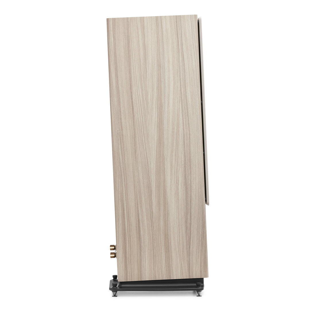 Triangle Solstice 8 floorstanding speaker in Birch with grille, side view