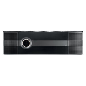 Sleek high-end audio amplifier with central dial display