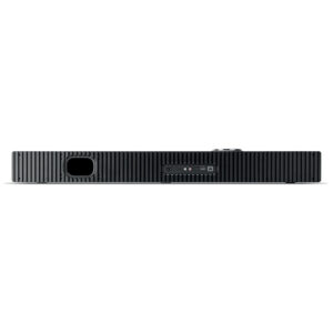 Rear view of black soundbar with ports