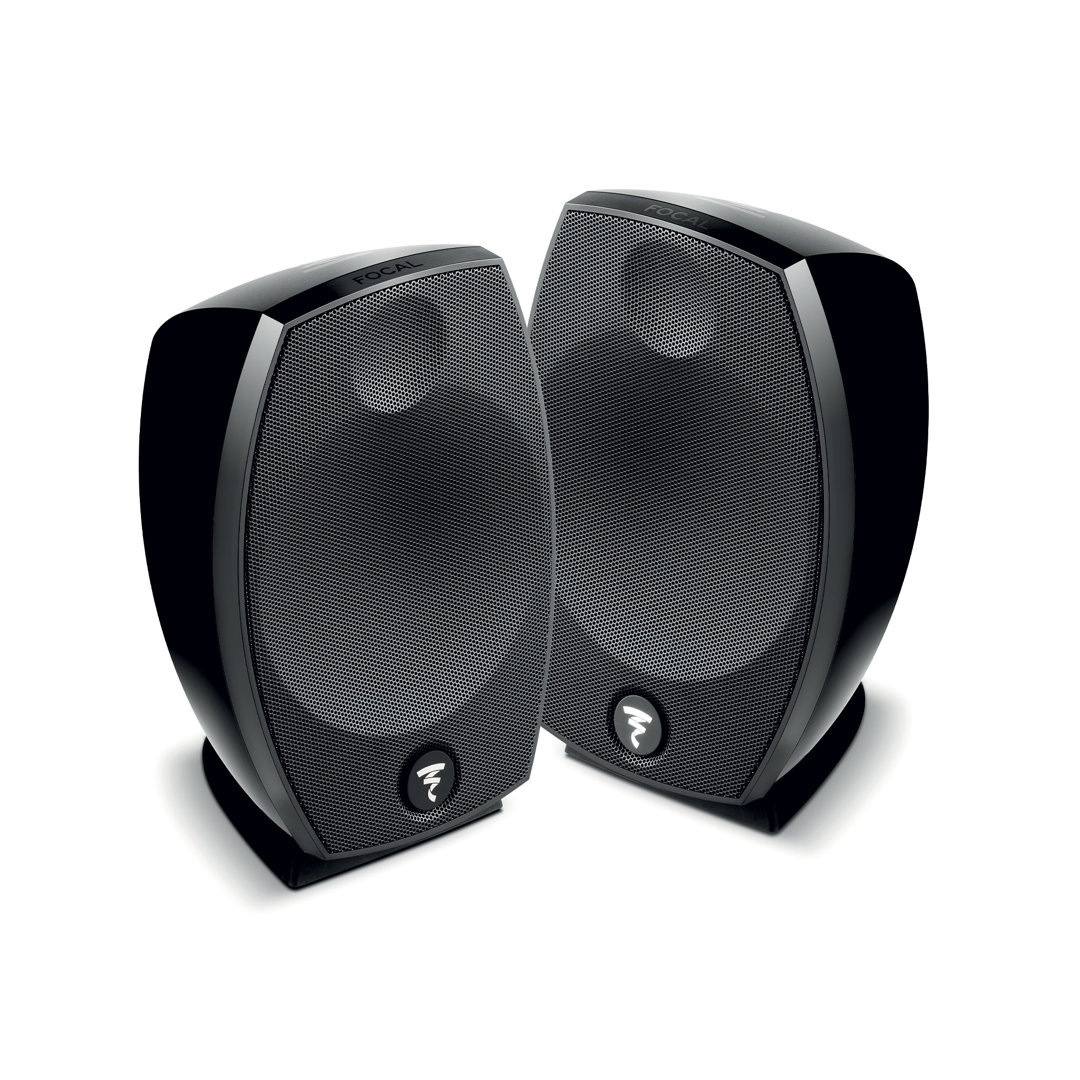Pair of black Focal bookshelf speakers