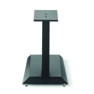 Black metal pedestal table base with square plate