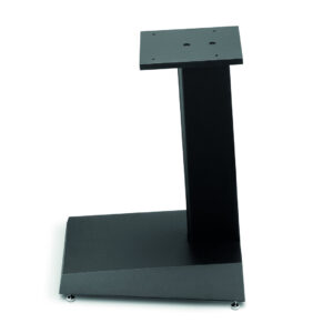 Black metal pedestal stand with square mounting plate