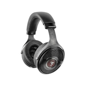 Black over-ear headphones with honeycomb grille design