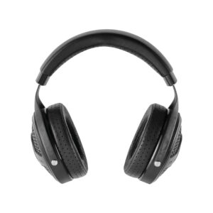 Black over-ear headphones on white background
